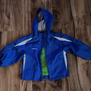 London Fog Blue and Green Kids Raincoat with Hood